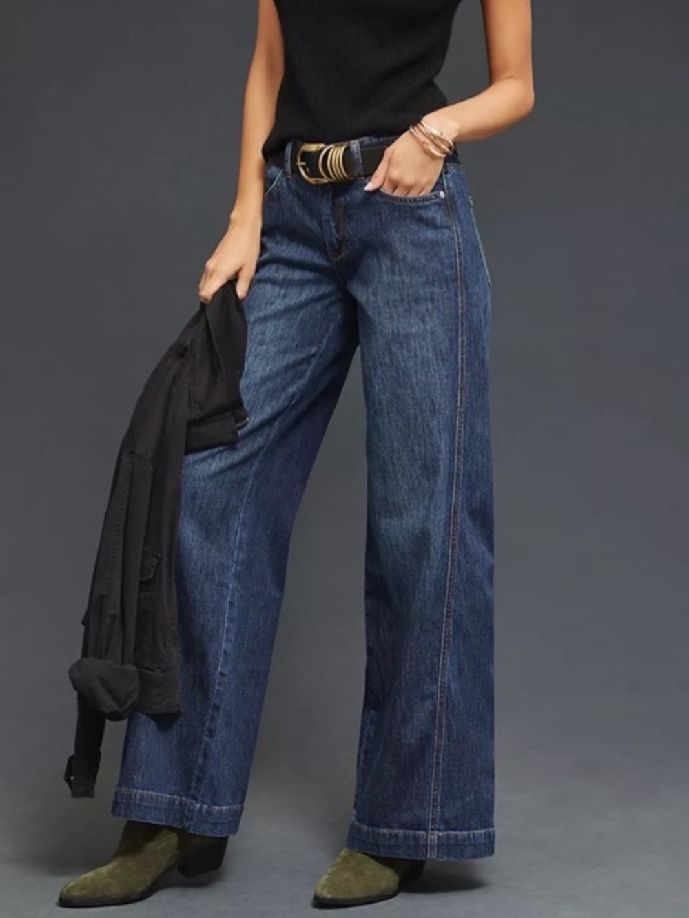 Anthropologie Pilcro Gwen Trouser Jeans Wide Leg Casual Denim Mid Rise 27